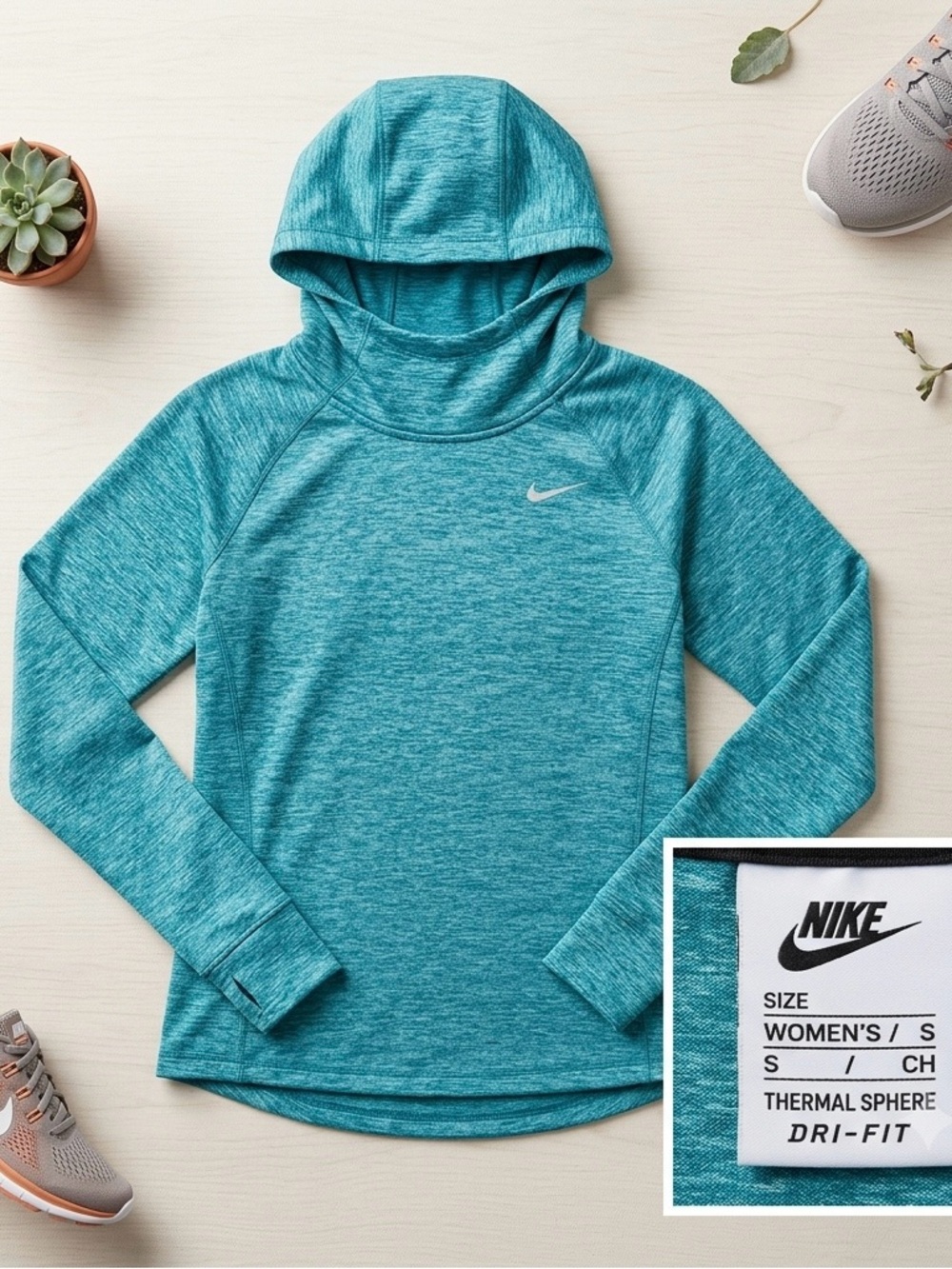 Nike Element Thermal Sphere Teal Running Hoodie XS
